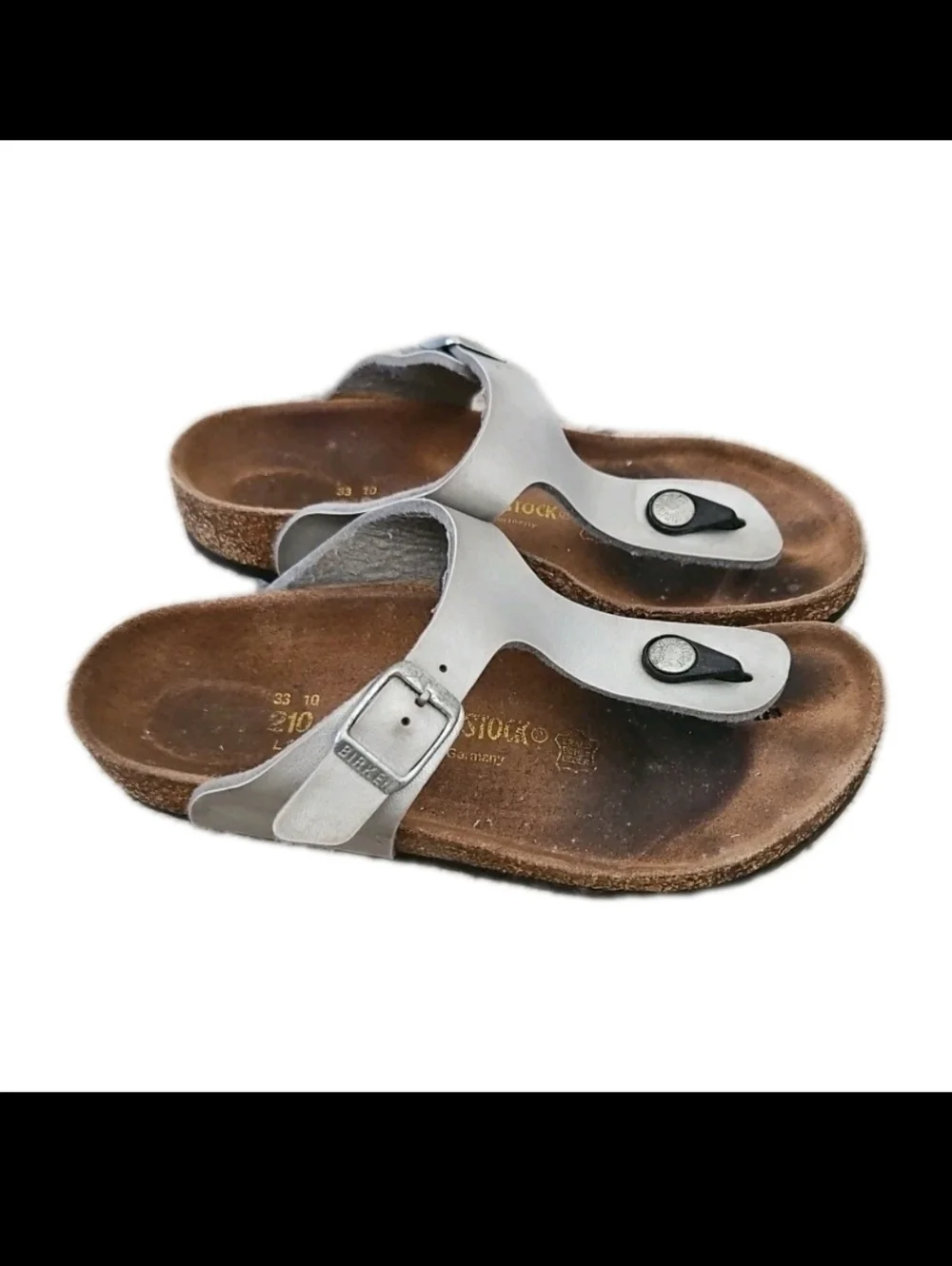 Birkenstock Big Kids Gizeh Birko-Flor Silver Thong Casual Beach Summer Sandal 2